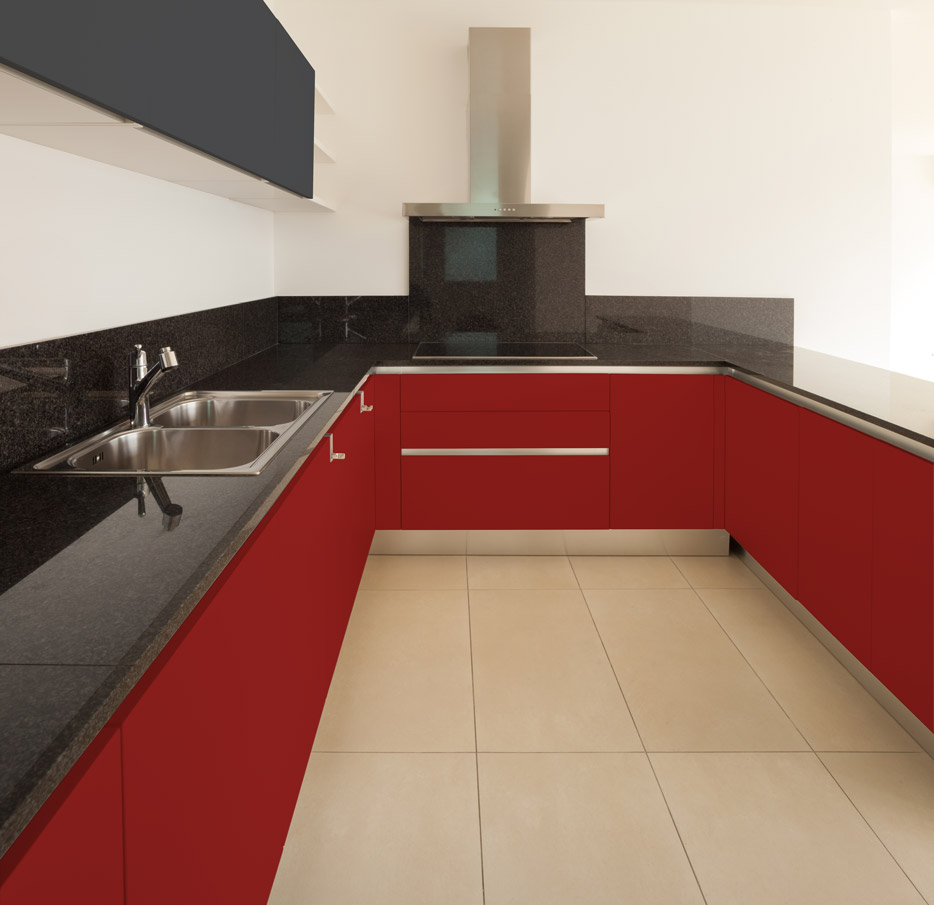 RAL 3002 and RAL 7015 Dual tone kitchen cabinets