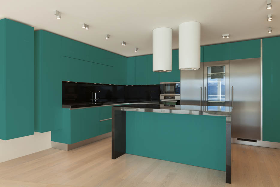 Kitchen Cabinets in a Mint Turquoise