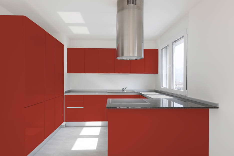 RAL 3016 Coral Red Kitchen Design