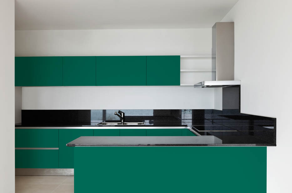 RAL 6000 Patina Green Kitchen Cabinets