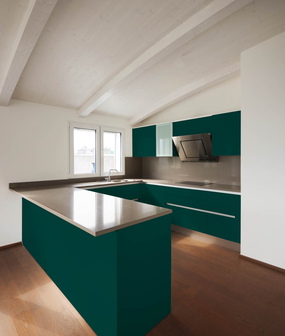 RAL 6026 Opal Green Kitchen